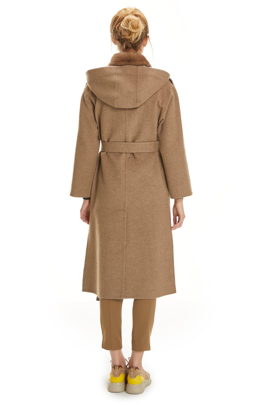 Shaky Women's Loro Piana 100% Wool Fabric Coat with Mink trimming