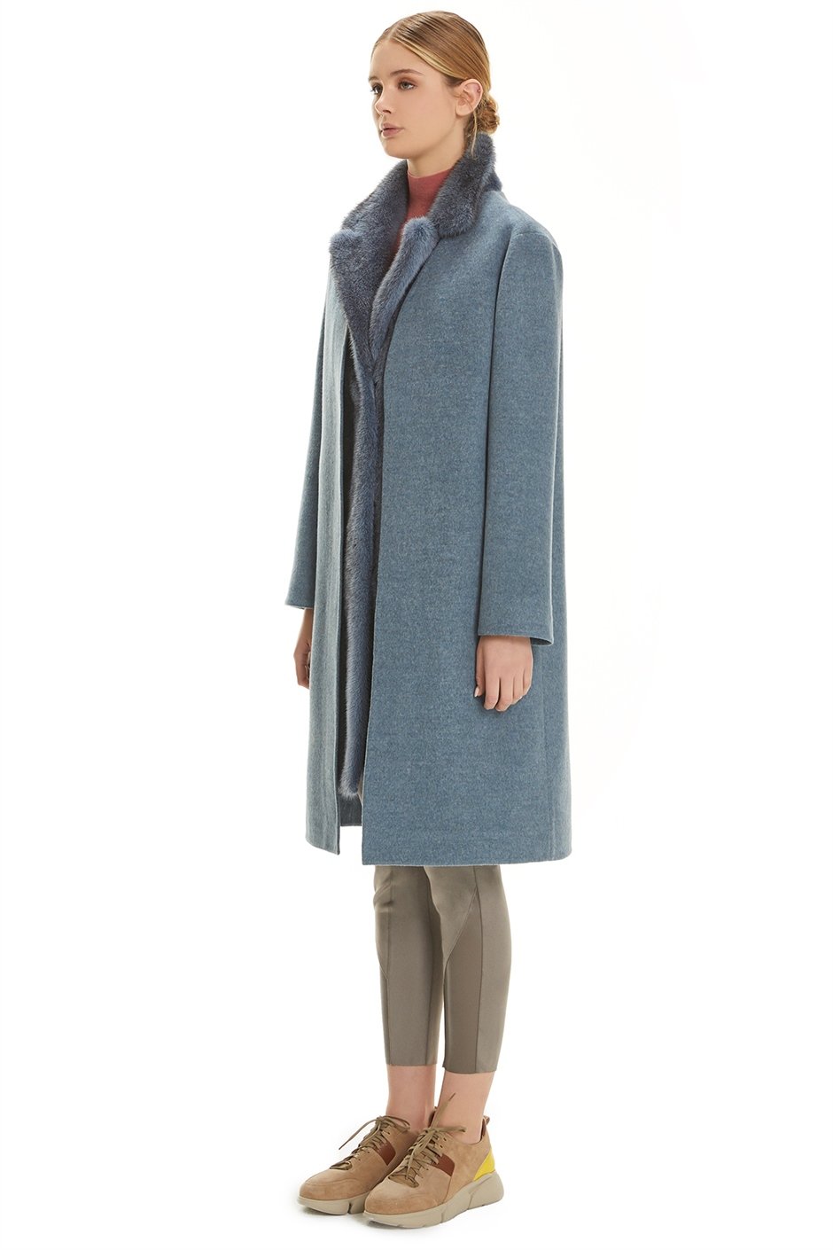 Shaky Women's Loro Piana 100% Wool Fabric Coat with Mink trimming Waistcoat