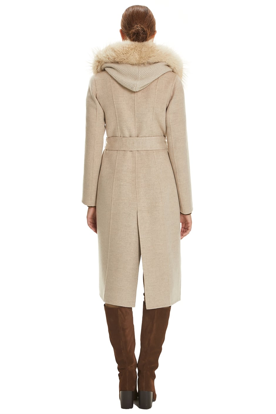 Shaky Women's Loro Piana 100% Wool Fabric Coat with Knitted Wool and Fox trimming