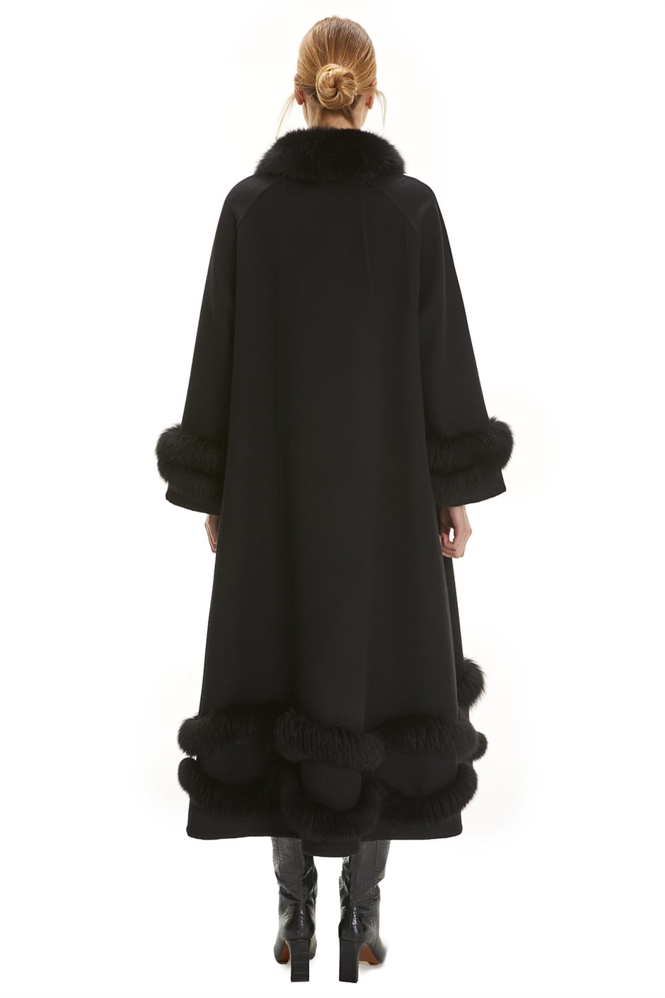 Shaky Women's Loro Piana 100% Wool Fabric Coat with Fox trimming