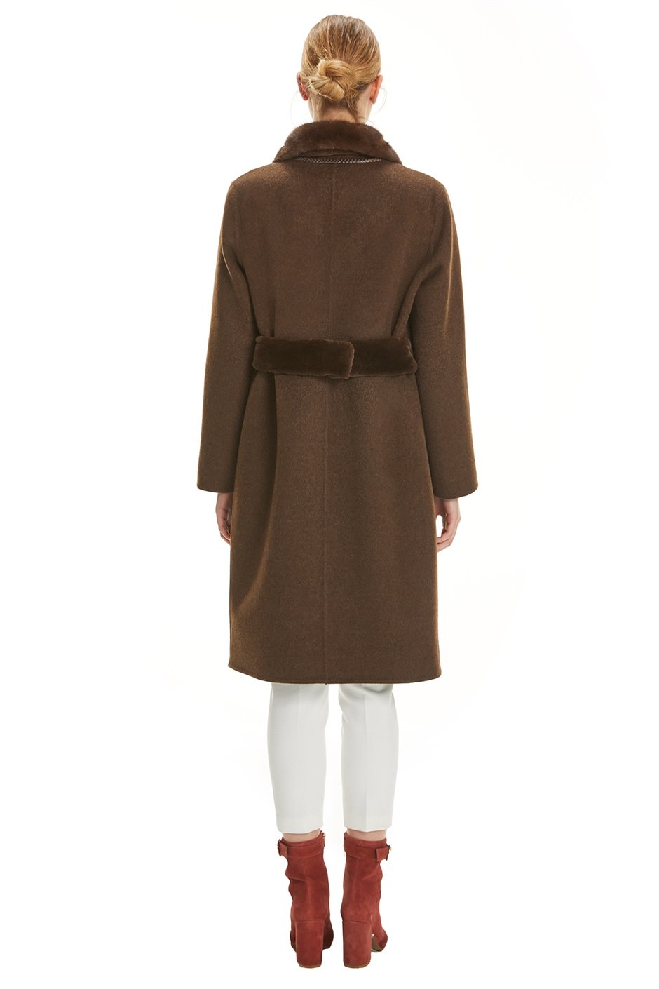 Shaky Women's Loro Piana 100% Wool Fabric Coat and Waistcoat with Mink trimming