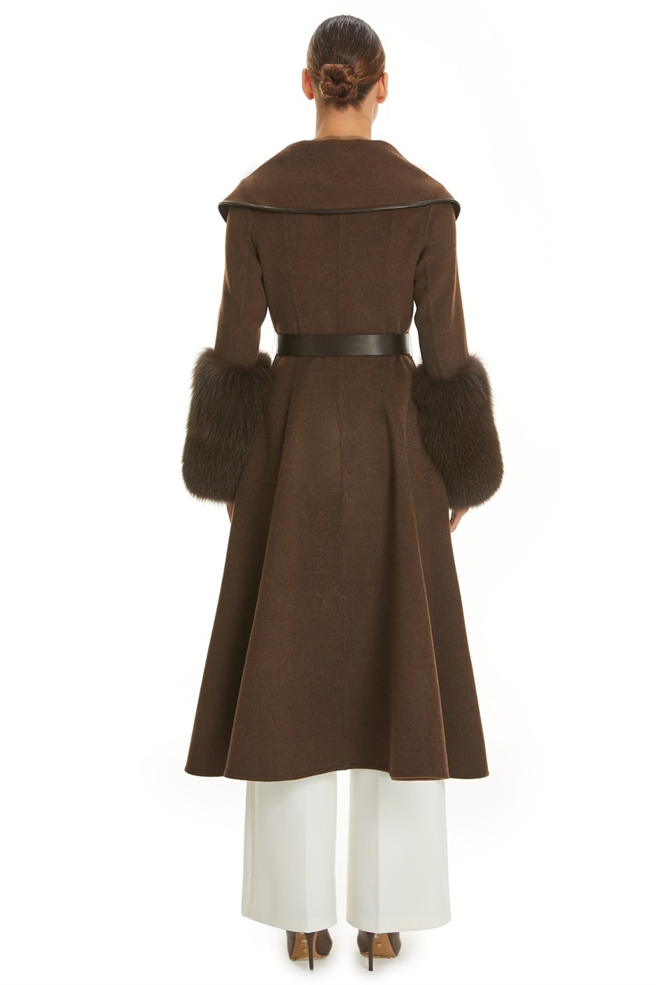 Shaky Women's Loro Piana 100% Wool Fabric Coat with Fox trimming