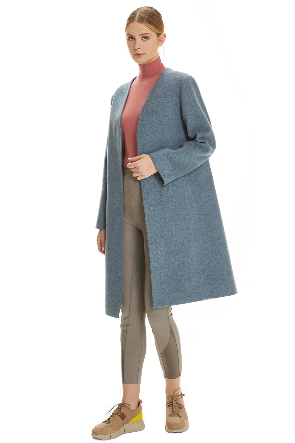 Shaky Women's Loro Piana 100% Wool Fabric Coat with Mink trimming Waistcoat