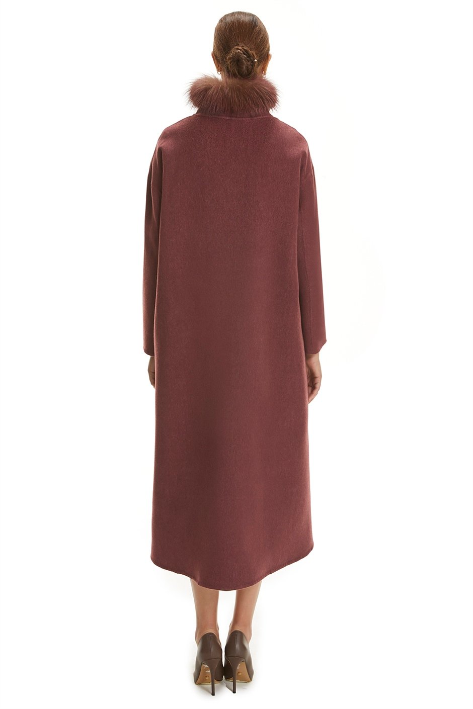 Shaky Women's Loro Piana 100% Wool Fabric Coat with Fox trimming