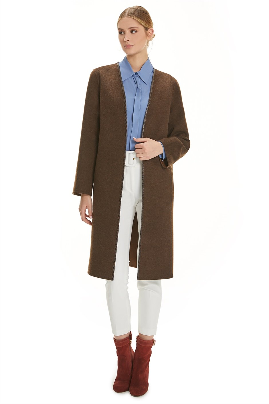 Shaky Women's Loro Piana 100% Wool Fabric Coat and Waistcoat with Mink trimming