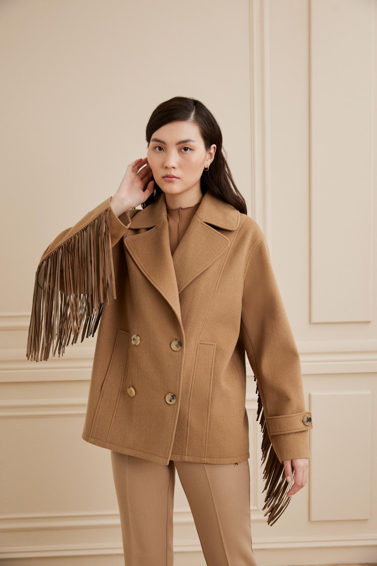 Shaky Women's Loro Piana 100%Wool Fabric Jacket Camel