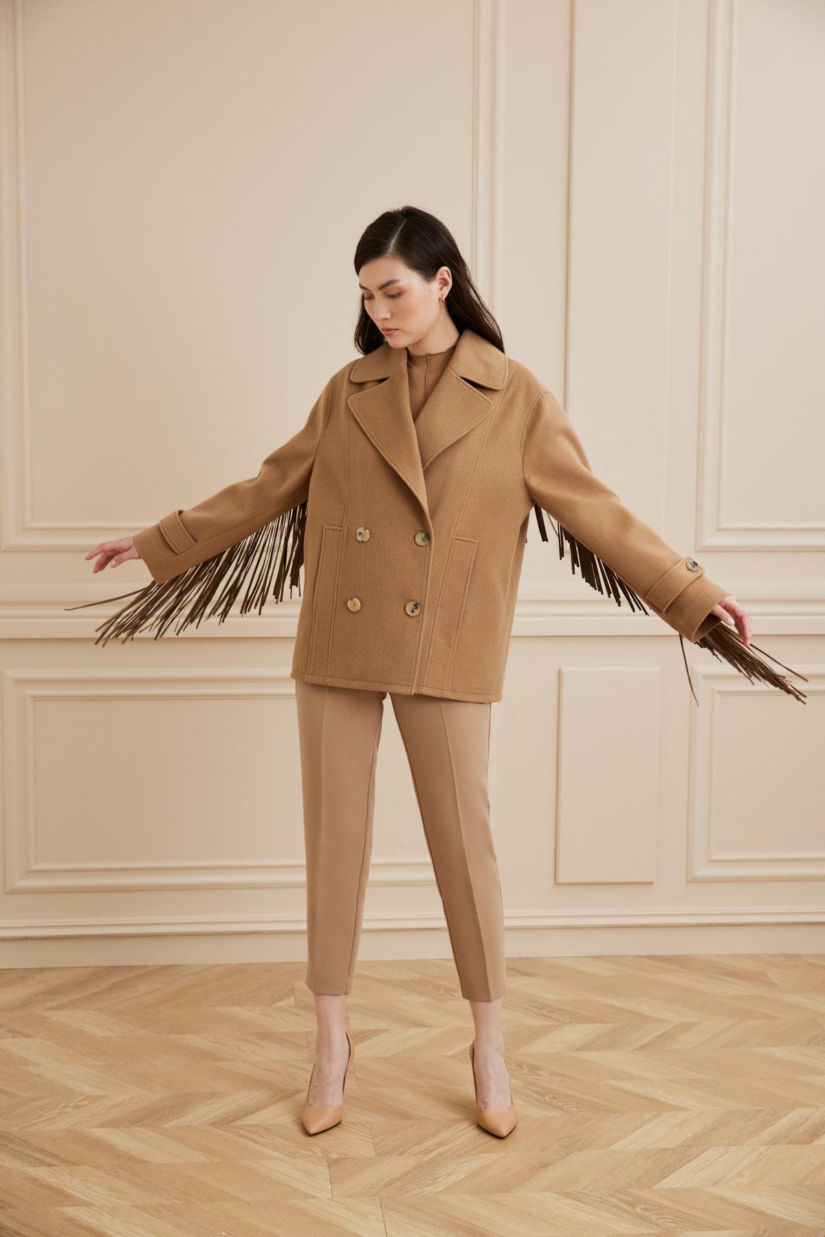 Shaky Women's Loro Piana 100%Wool Fabric Jacket Camel