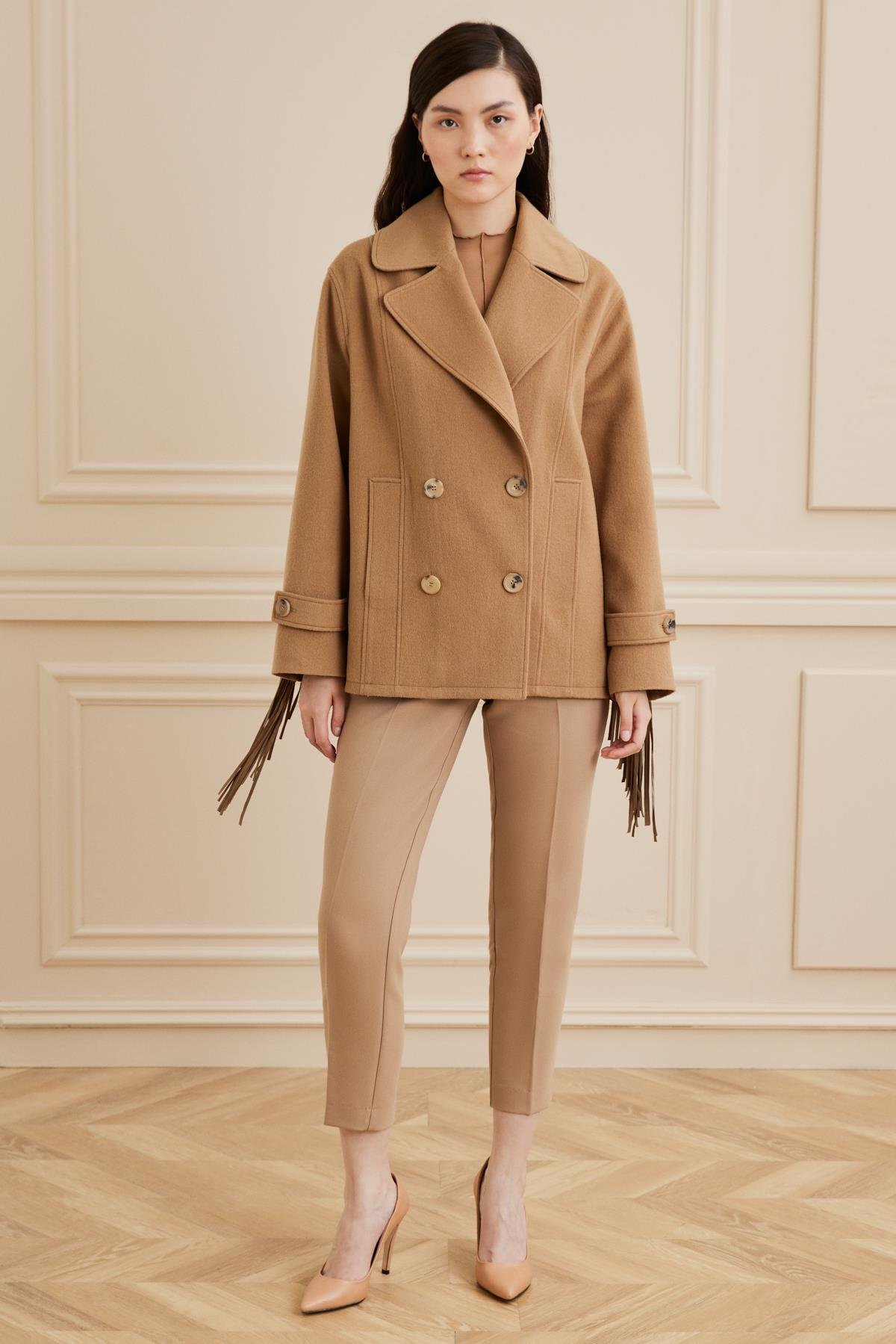 Shaky Women's Loro Piana 100%Wool Fabric Jacket Camel