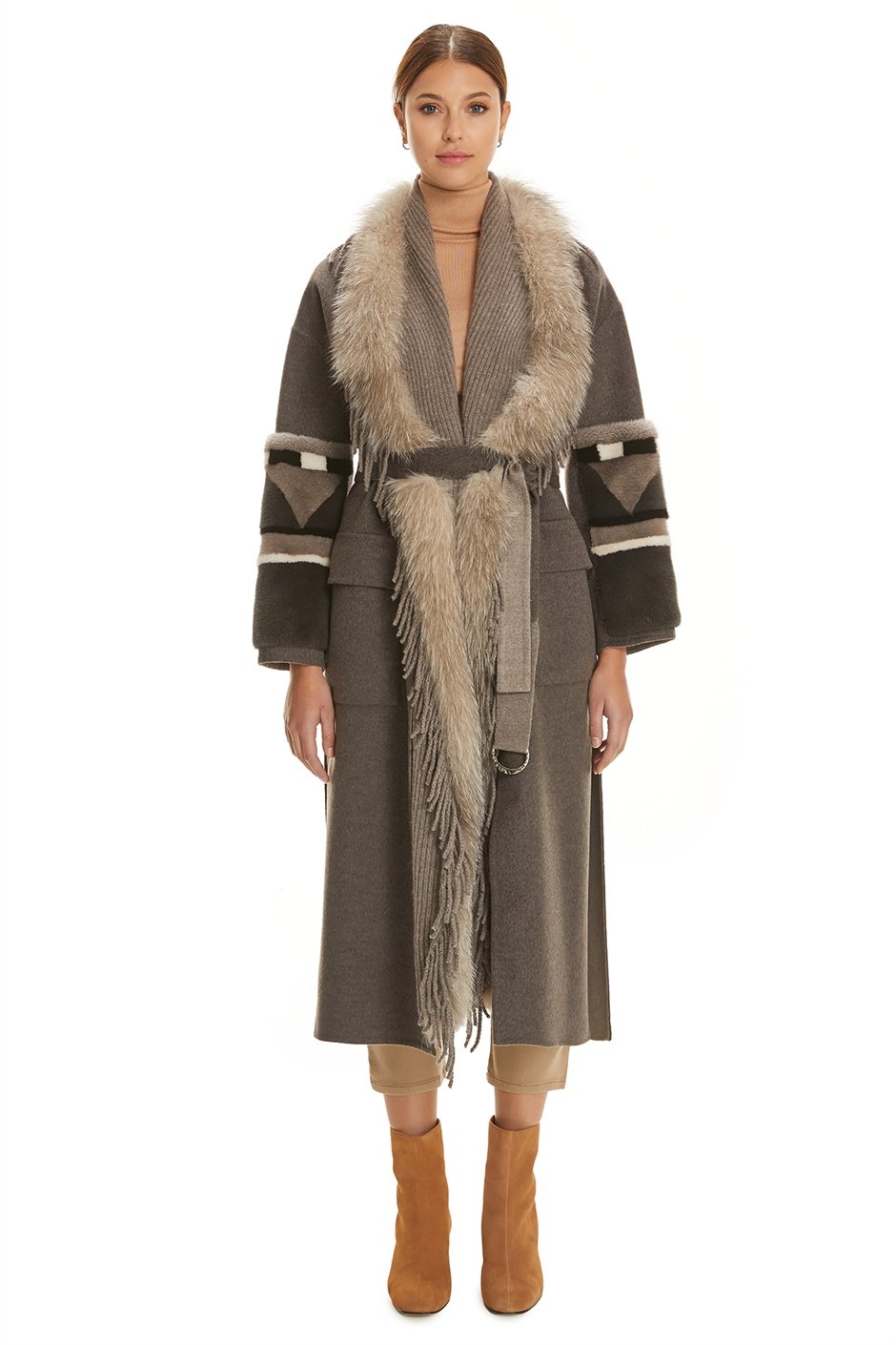 Shaky Women's Loro Piana 70% Wool 30% Cashmere Coat with Mink trimming