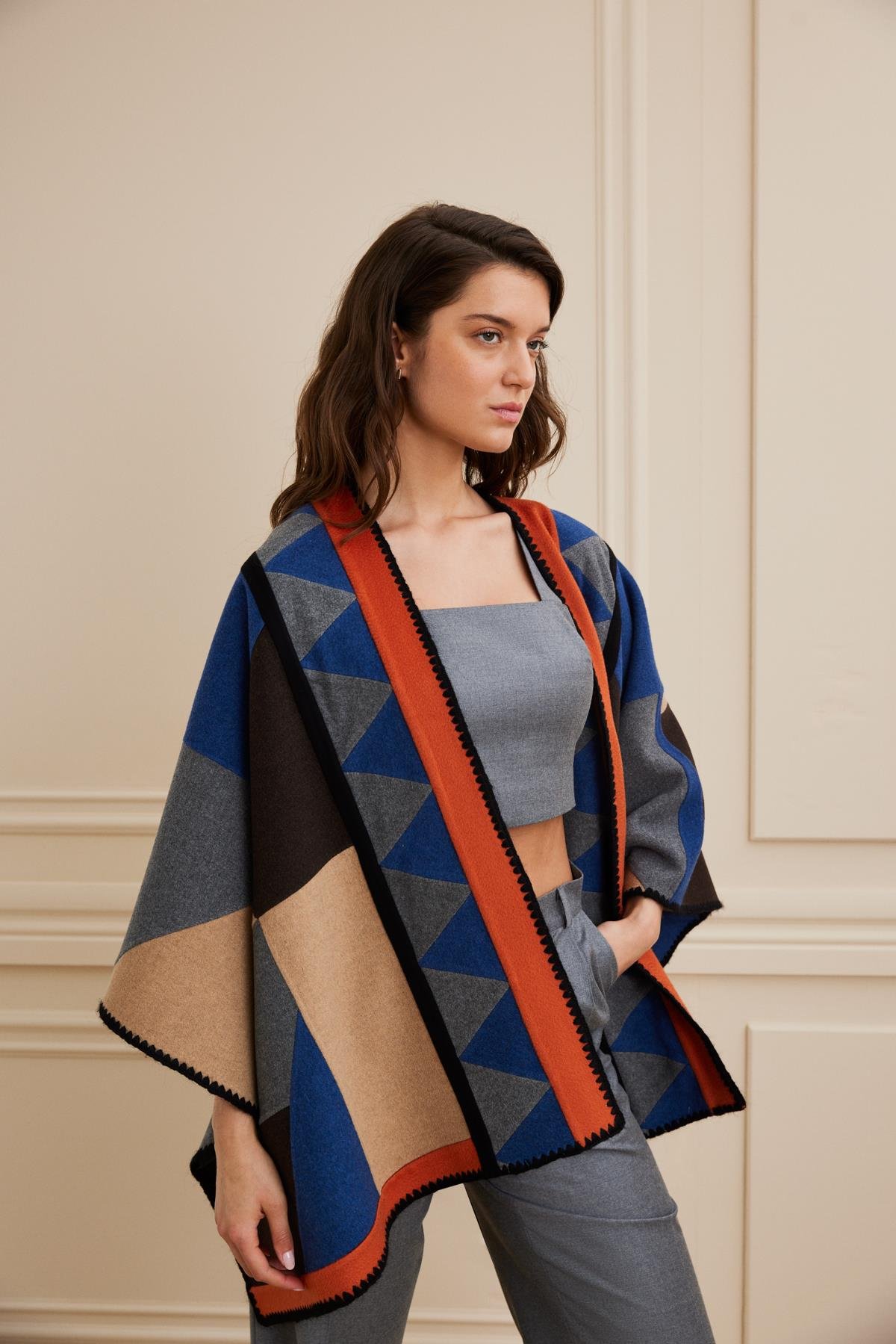 Shaky Women's Loro Piana 93% Wool 7% Cashmere Fabric Shawl Mixed Color