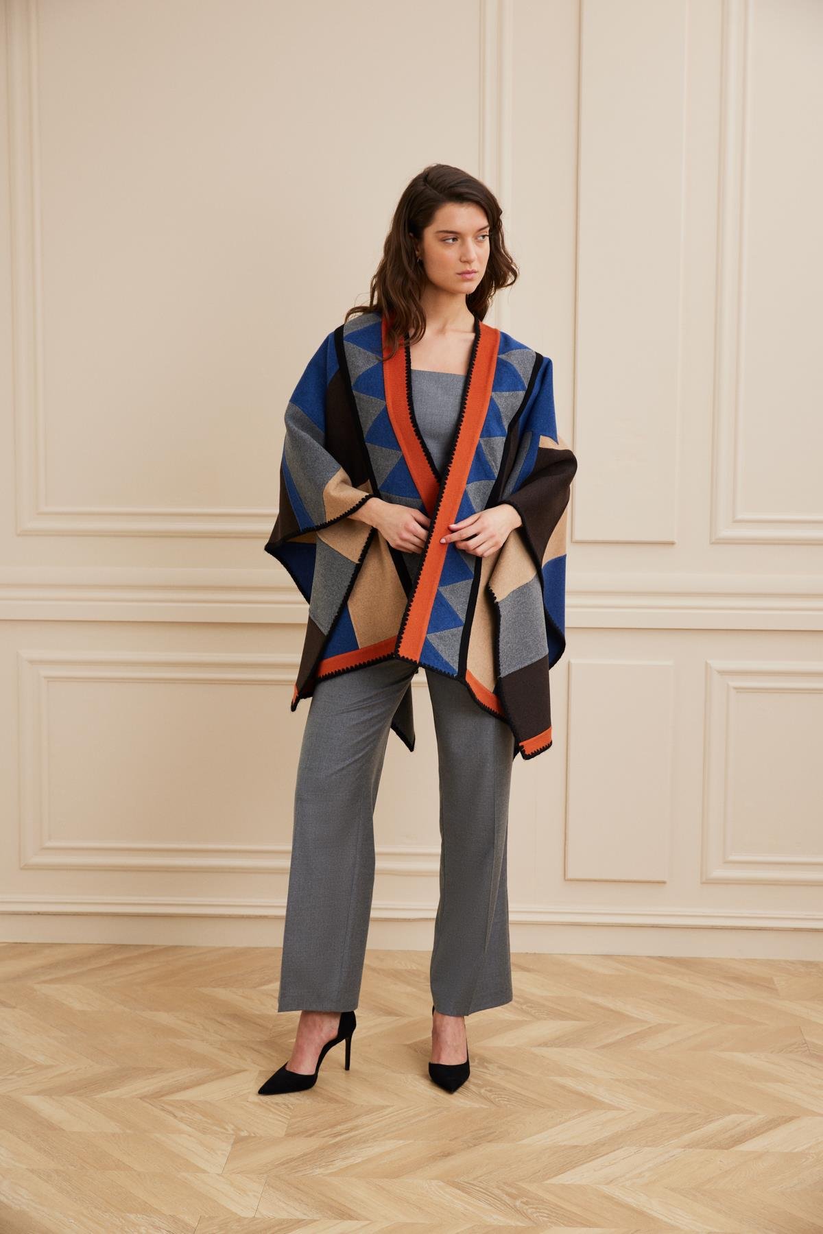 Shaky Women's Loro Piana 93% Wool 7% Cashmere Fabric Shawl Mixed Color