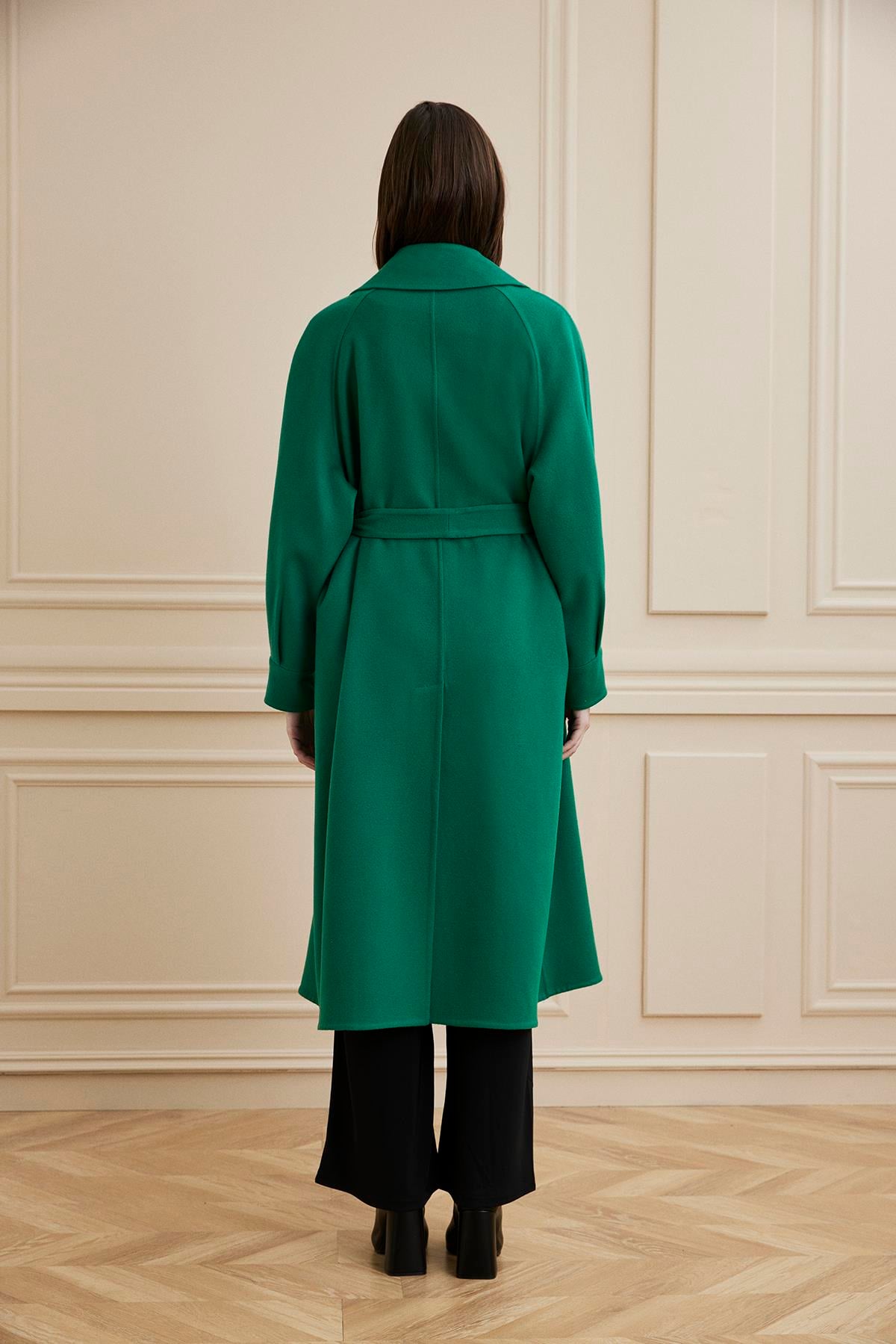 Shaky Women's Loro Piana 93% Wool 7% Cashmere Fabric Coat Khaki Green