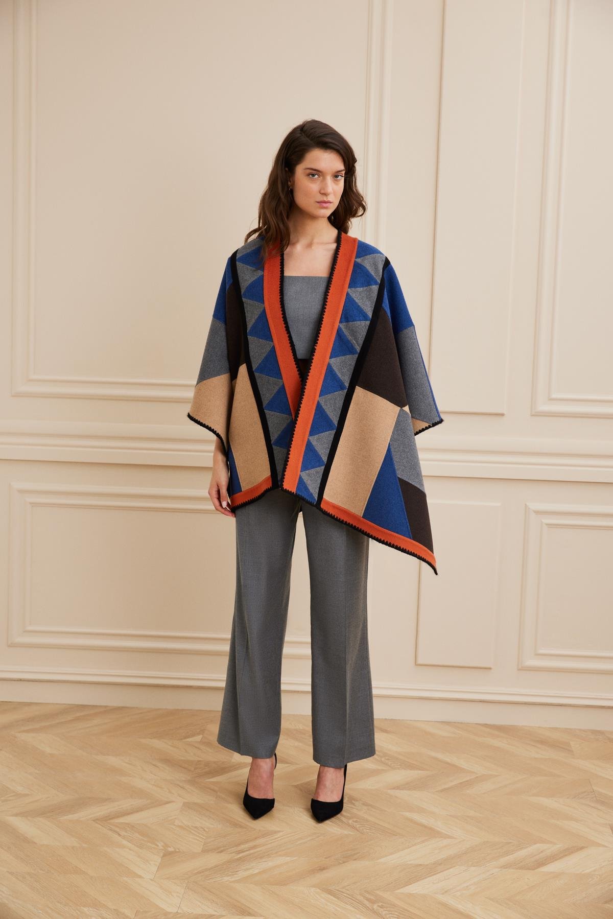 Shaky Women's Loro Piana 93% Wool 7% Cashmere Fabric Shawl Mixed Color