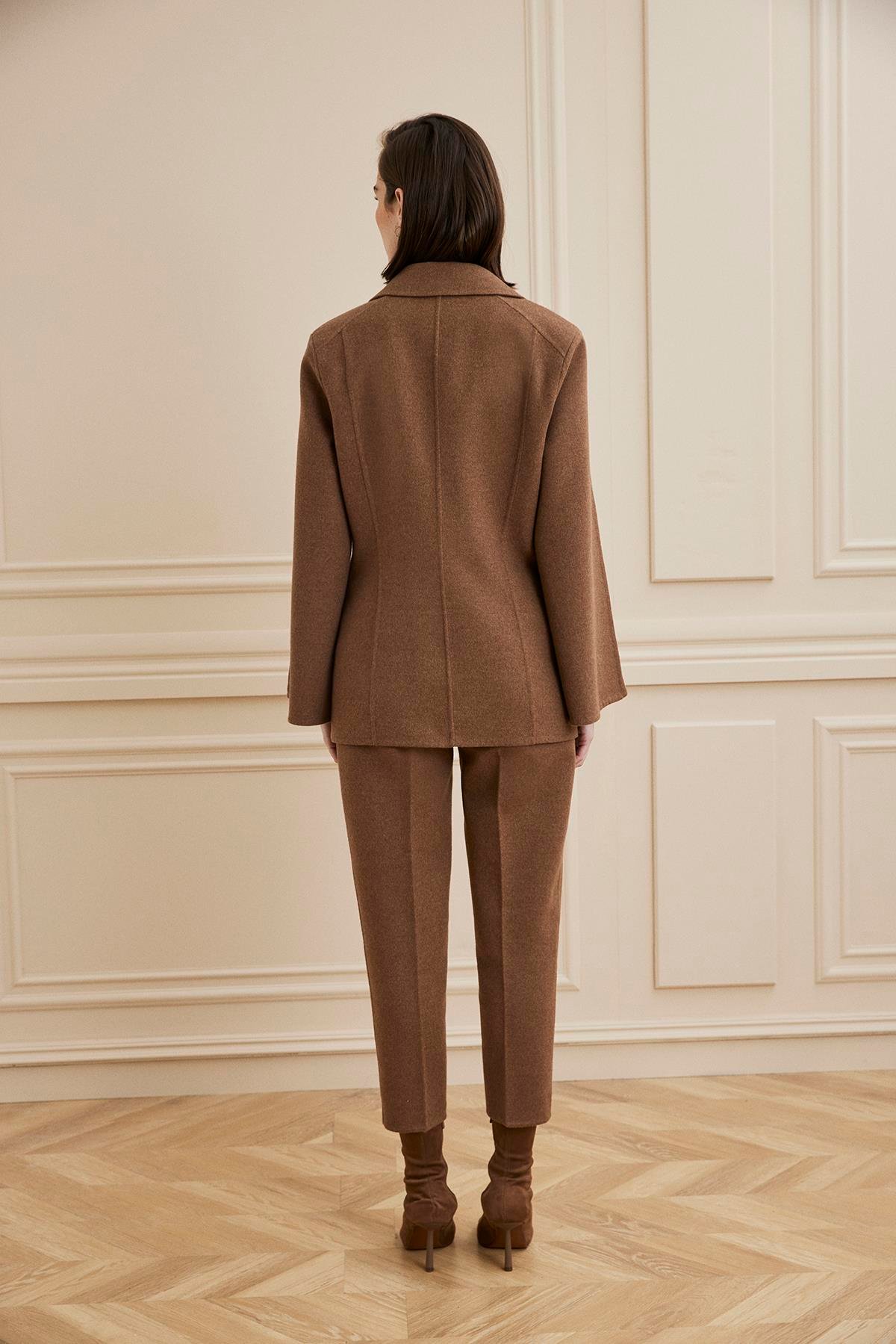 Shaky Women's Loro Piana 97% Wool 3% Cashmere Fabric Jacket Brown