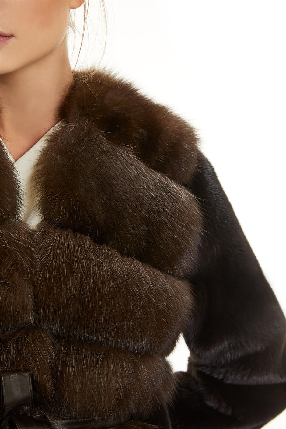 Shaky Women's Mink Fur Coat with Sable trimming Blackglama
