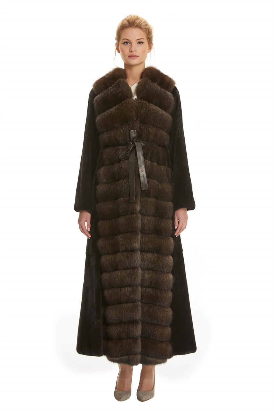 Shaky Women's Mink Fur Coat with Sable trimming Blackglama