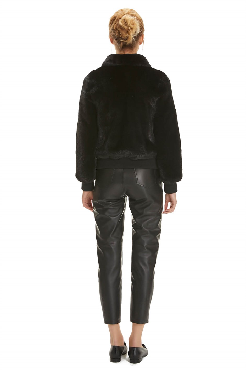 Shaky Women's Mink Fur Jacket with Leather trimming Black