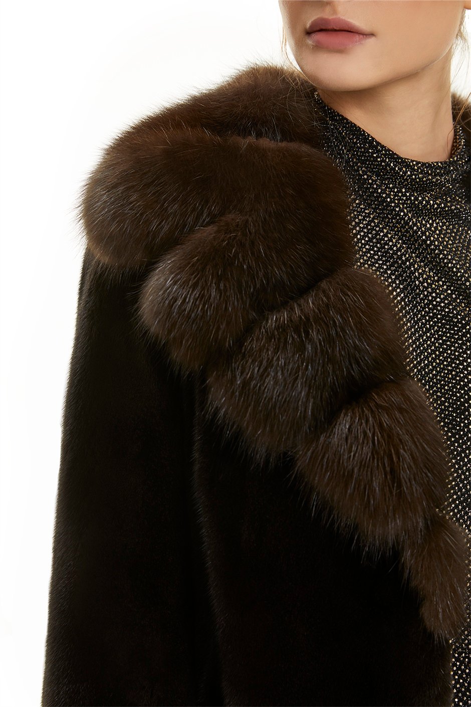Shaky Women's Mink Fur Jacket with Sable trimming