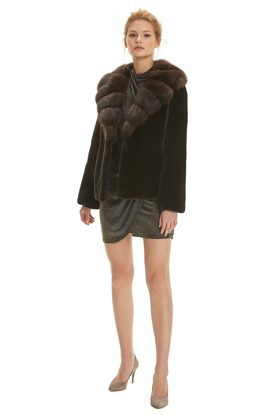 Shaky Women's Mink Fur Jacket with Sable trimming