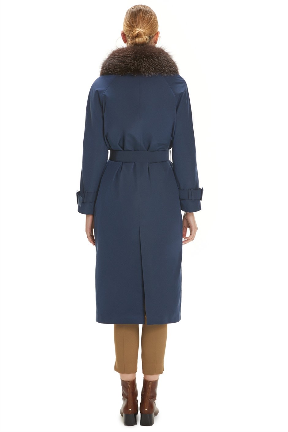 Shaky Women's Nylon Fabric Coat with Fox trimming