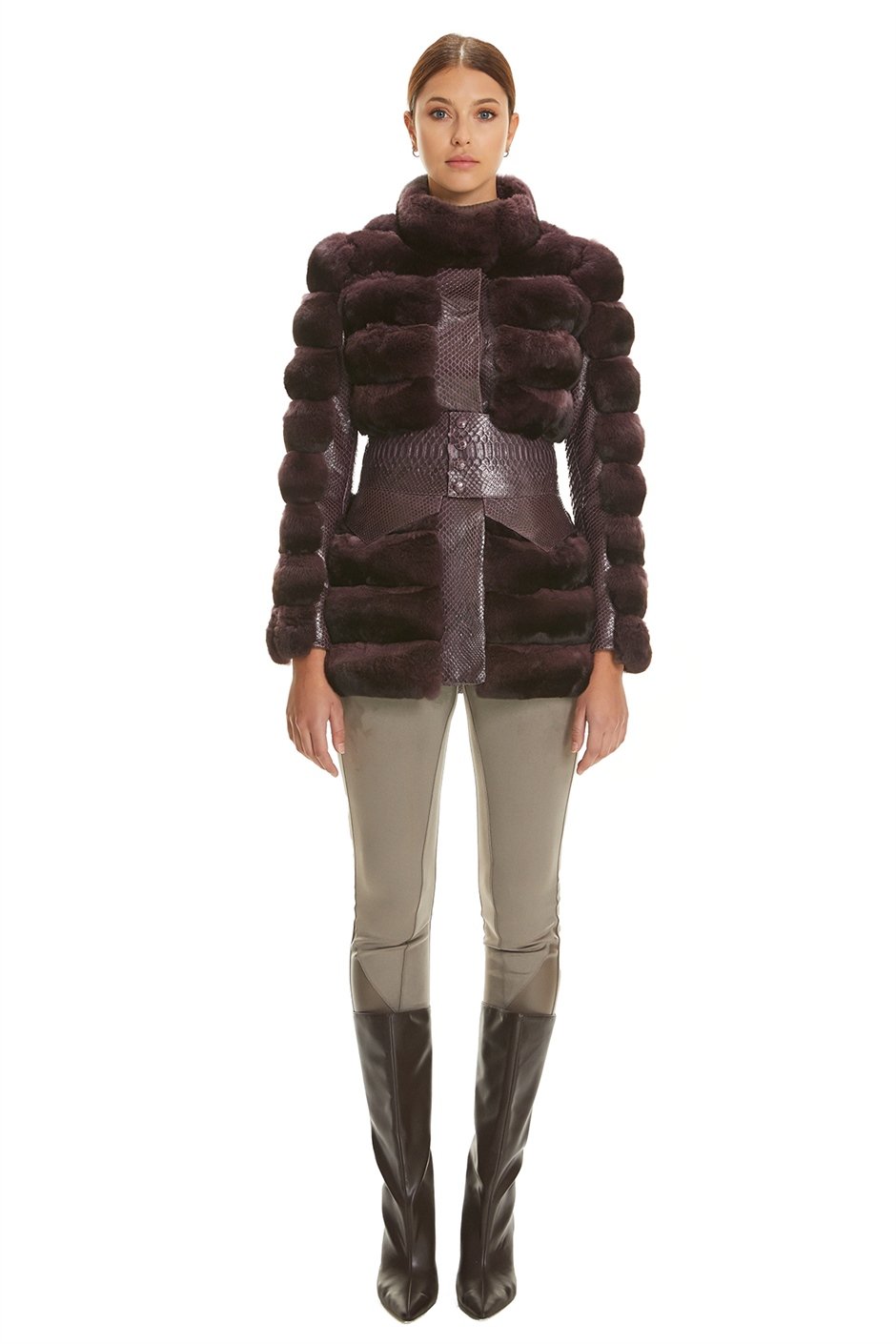 Shaky Women's Python Jacket with Chinchilla trimming