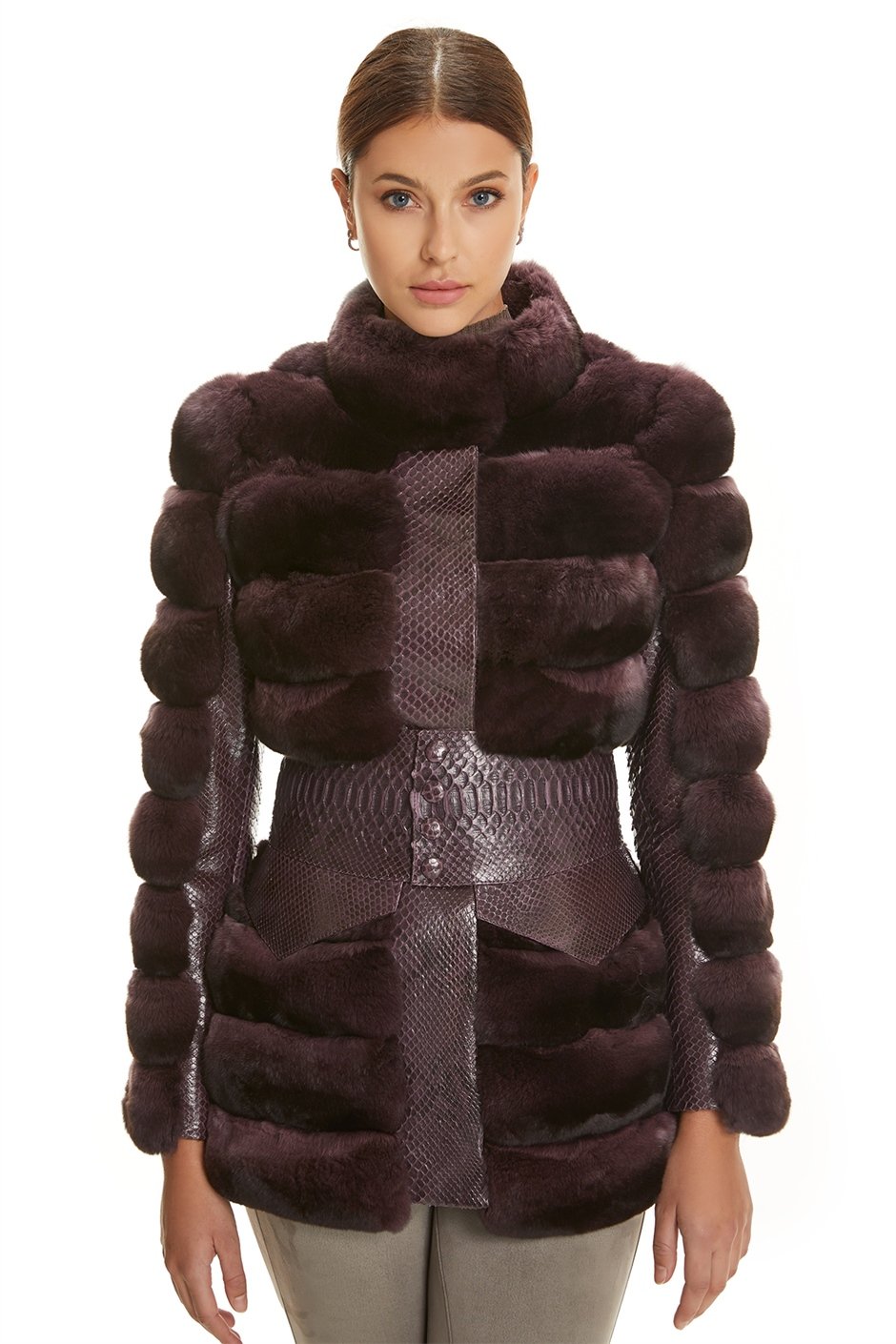 Shaky Women's Python Jacket with Chinchilla trimming