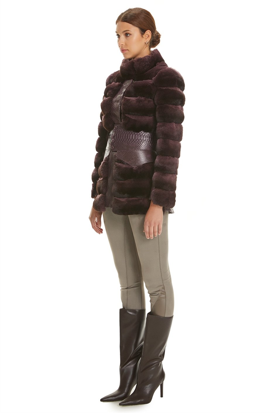 Shaky Women's Python Jacket with Chinchilla trimming