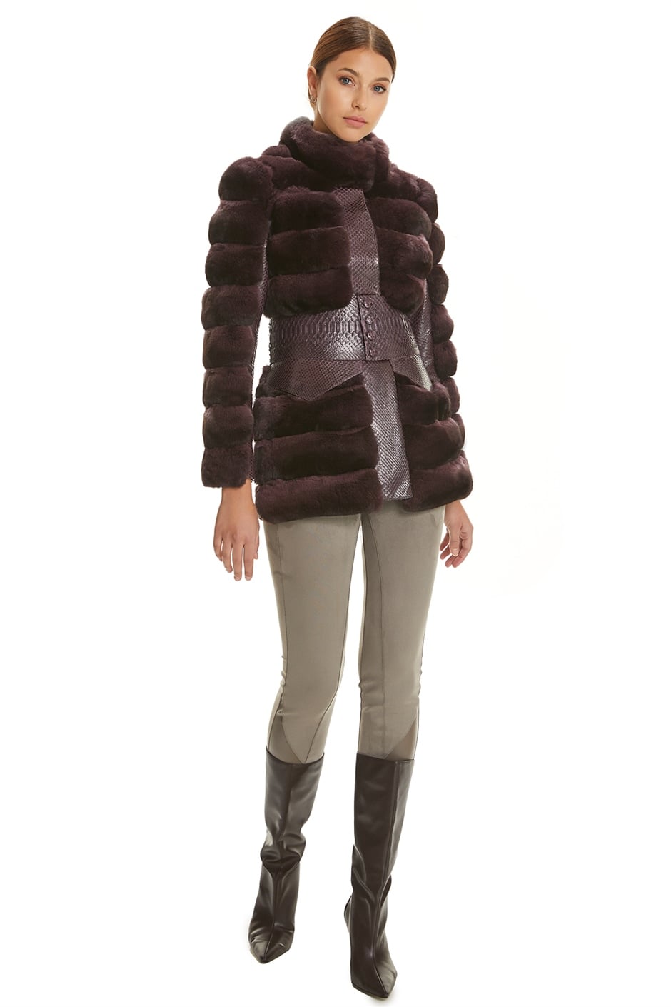 Shaky Women's Python Jacket with Chinchilla trimming