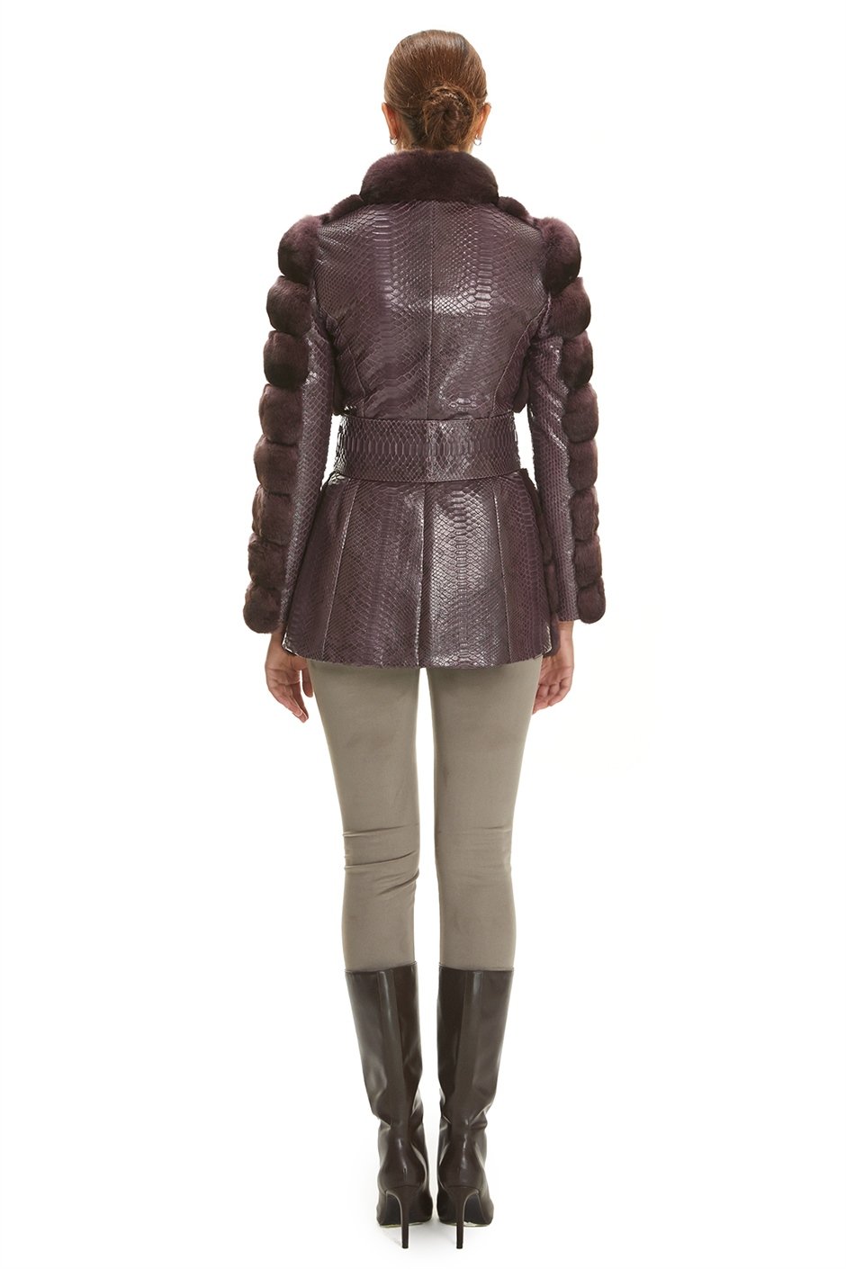 Shaky Women's Python Jacket with Chinchilla trimming