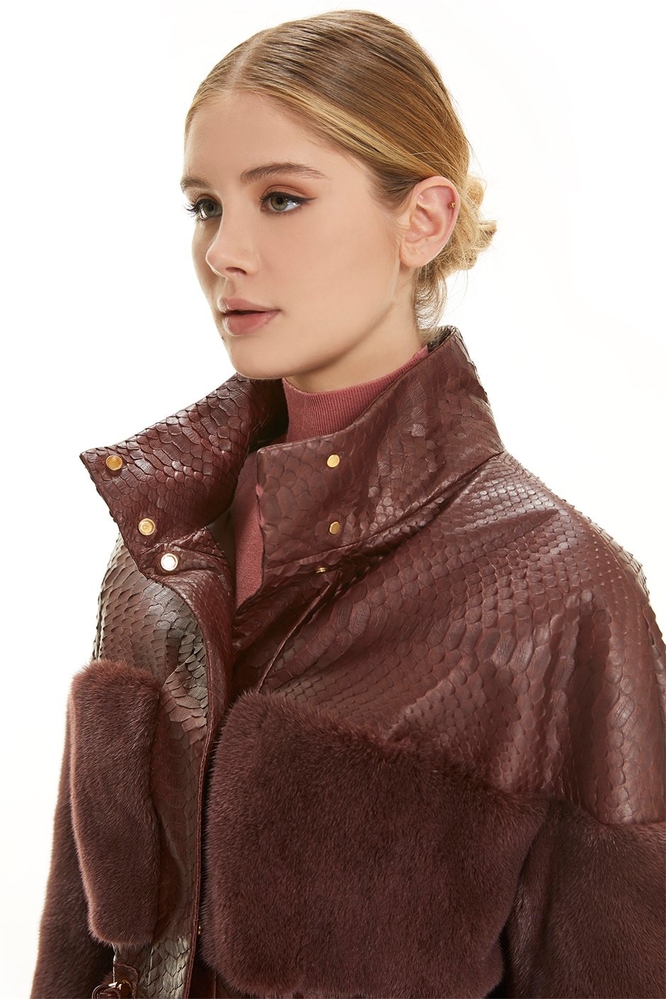 Shaky Women's Python Jacket with Mink trimming