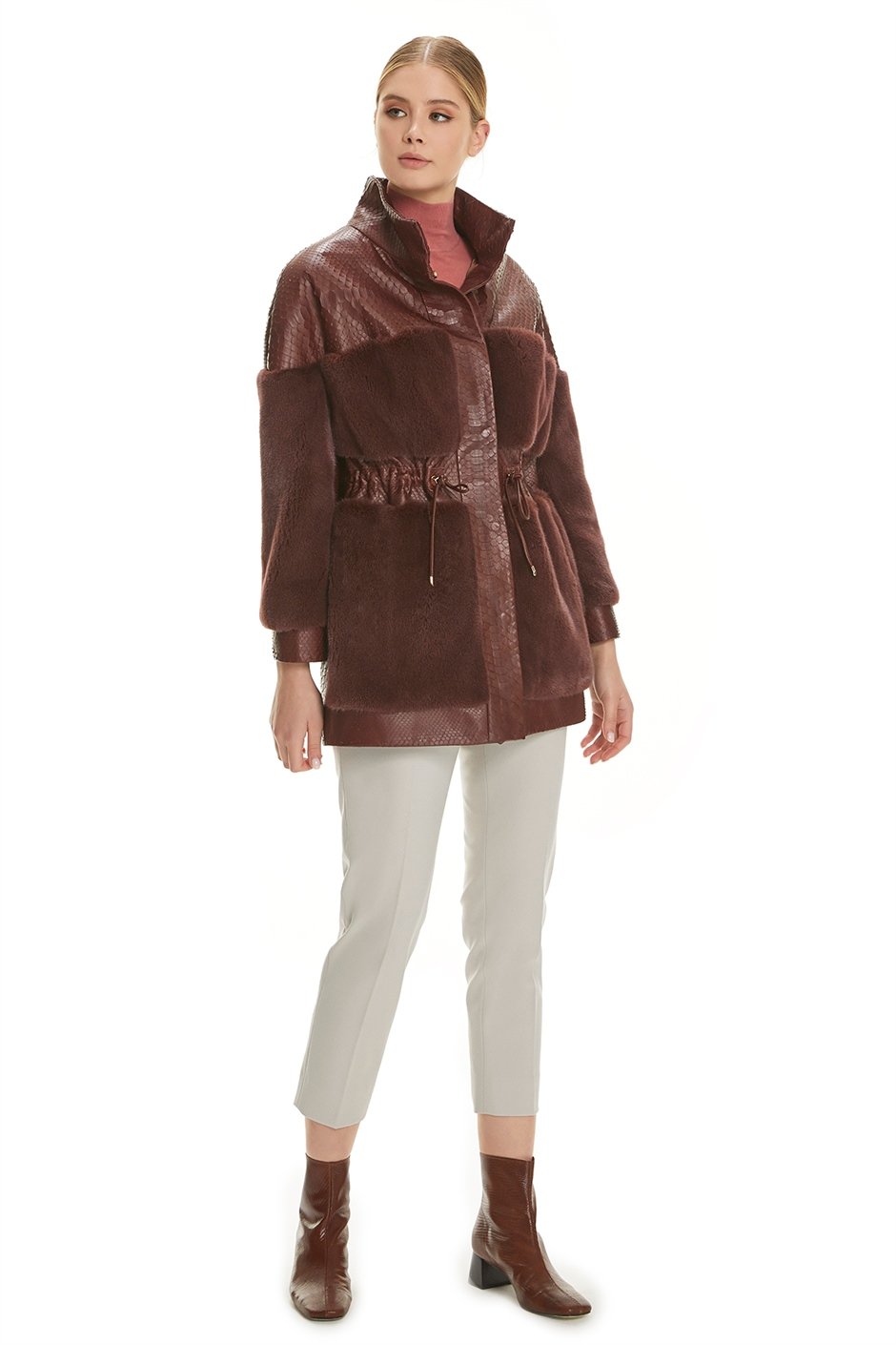 Shaky Women's Python Jacket with Mink trimming