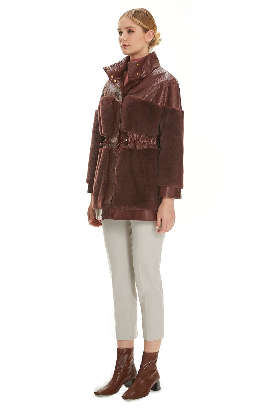 Shaky Women's Python Jacket with Mink trimming