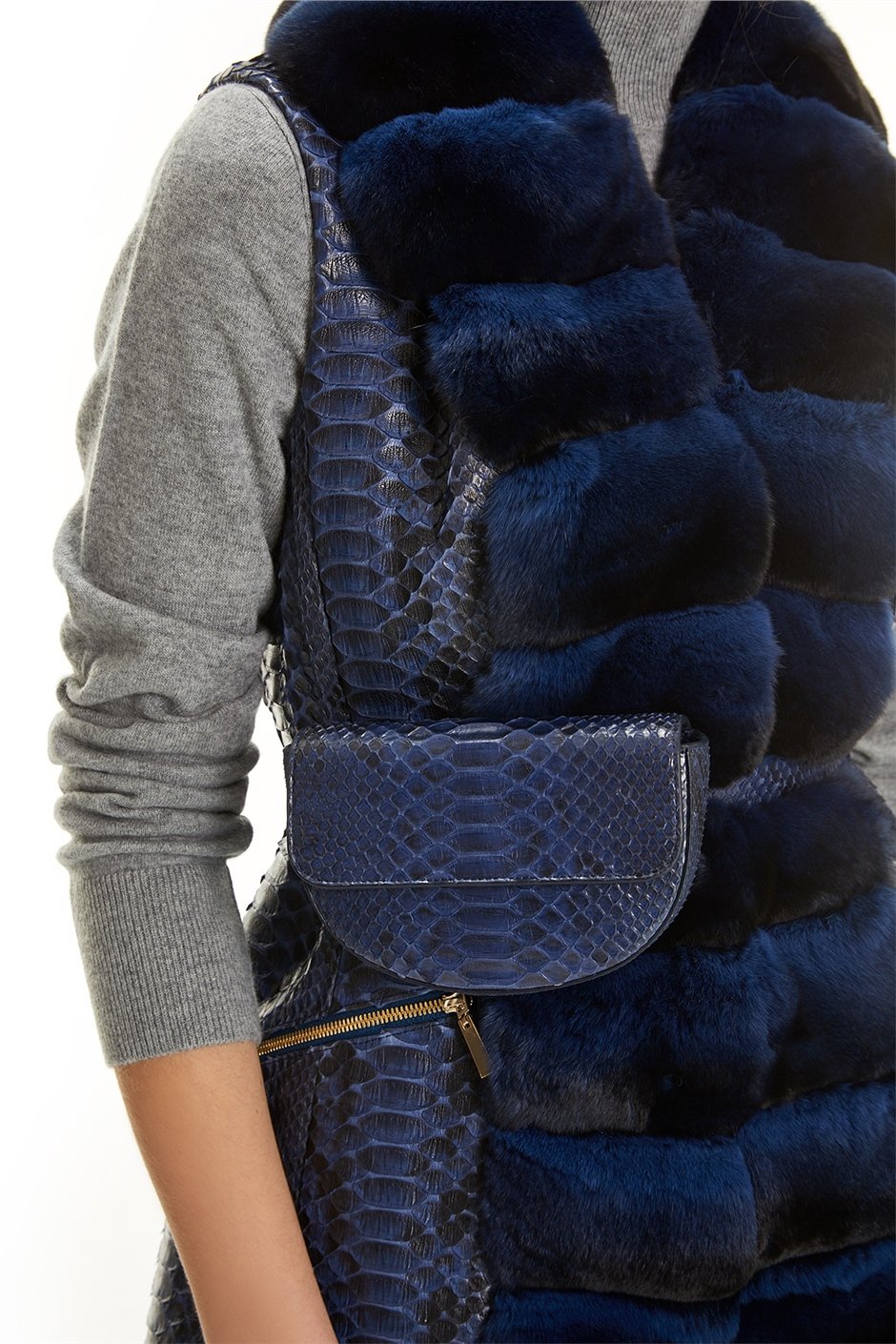 Shaky Women's Python Waistcoat-Bag with Chinchilla trimming
