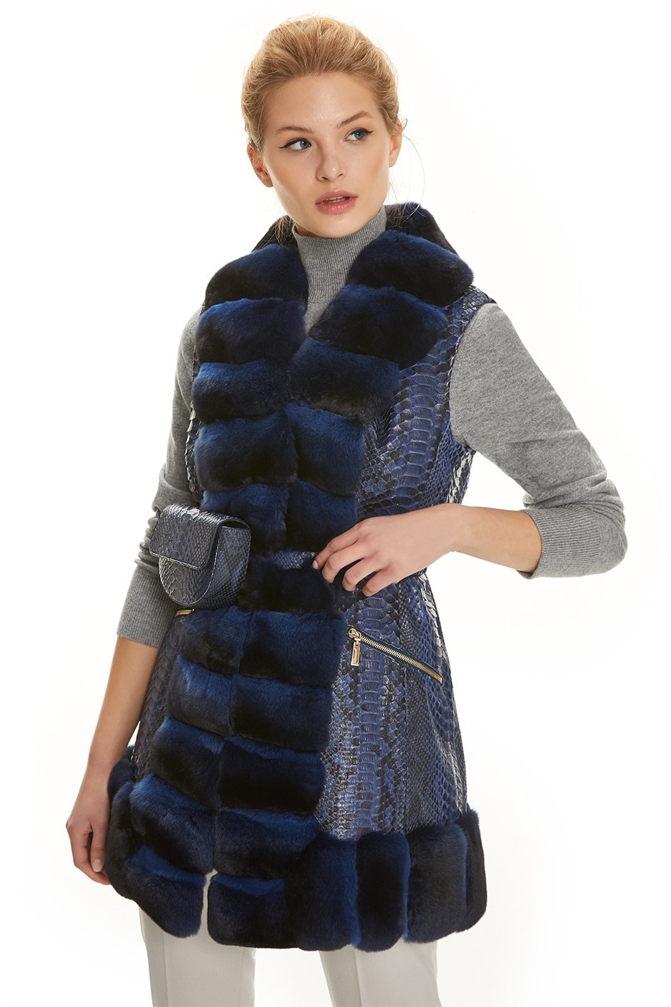 Shaky Women's Python Waistcoat-Bag with Chinchilla trimming