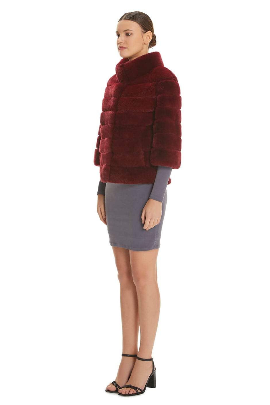 Shaky Women's Rex Fur Jacket  Claret Red