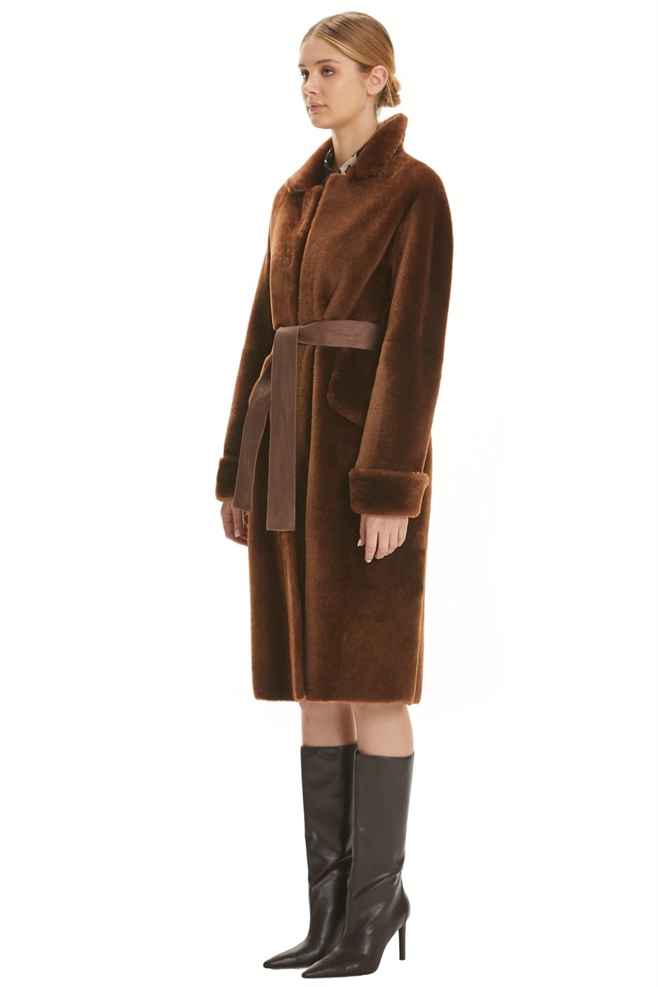 Shaky Women's Shearling Coat with Suede Leather trimming