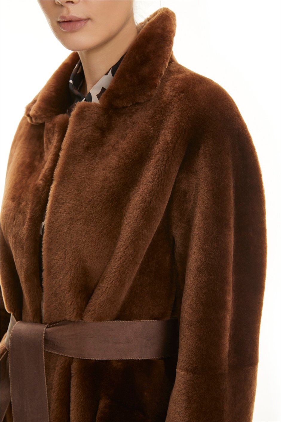 Shaky Women's Shearling Coat with Suede Leather trimming