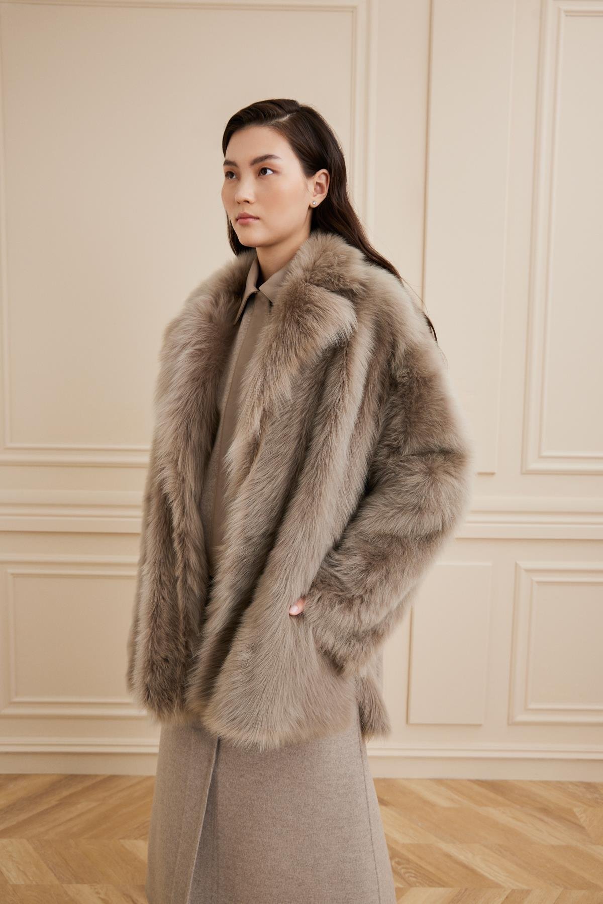 Shaky Women's Shearling Jacket Dark Sand