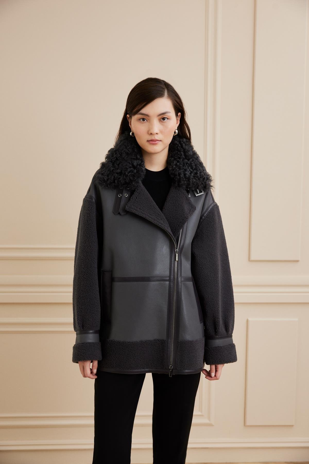 Shaky Women's Shearling Jacket Grey/TT5080