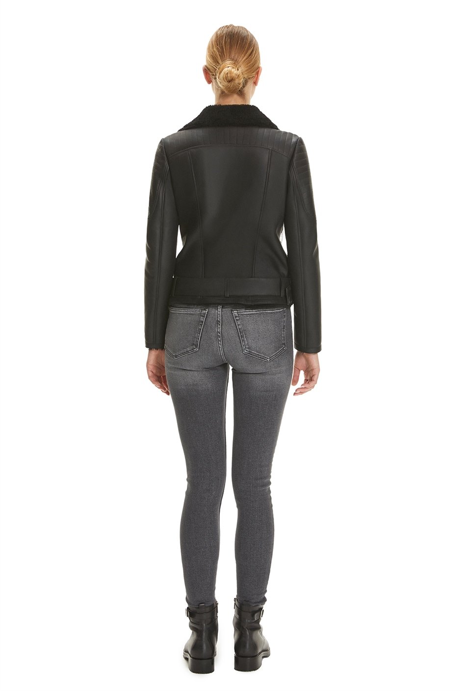 Shaky Women's Shearling Jacket with Leather trimming