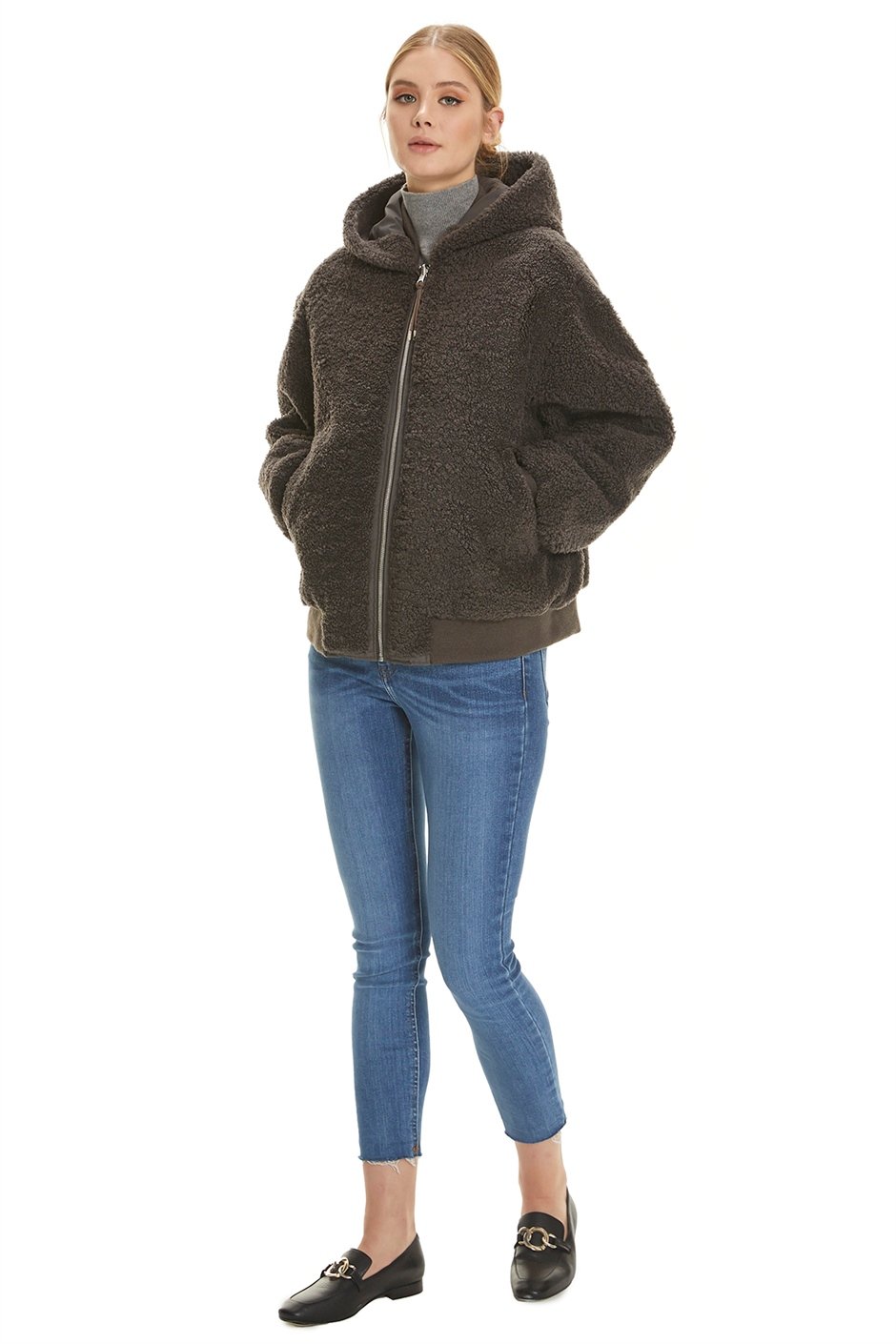 Shaky Women's Shearling Jacket with Textile trimming