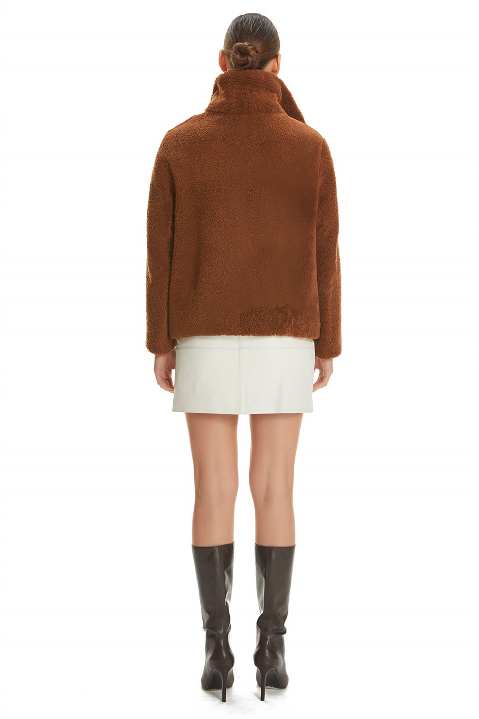 Shaky Women's Shearling Jacket with Textile trimming Tile