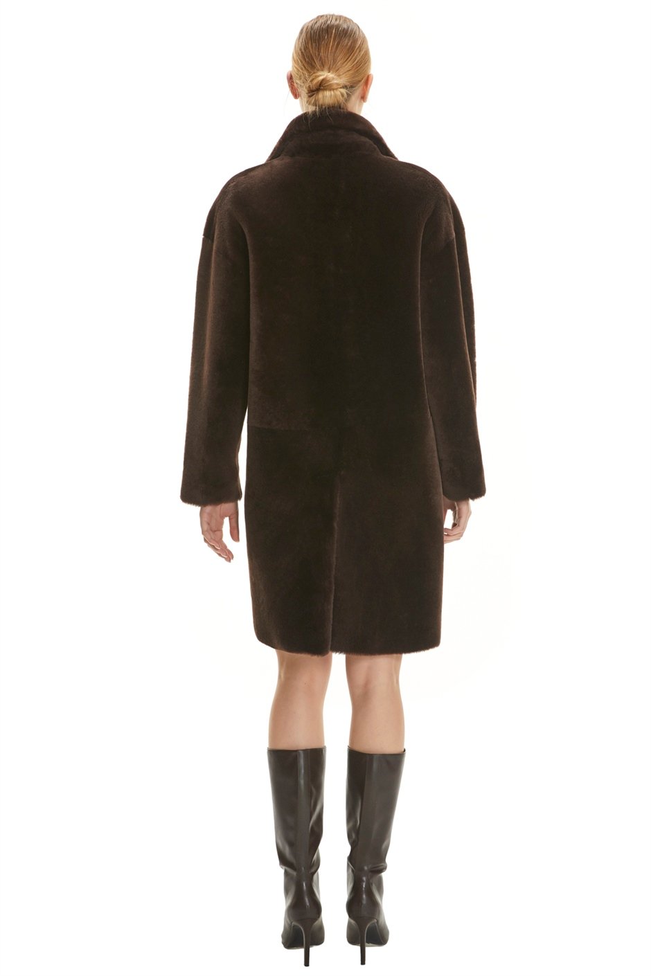 Shaky Women's Shearling Short Coat with Leather trimming