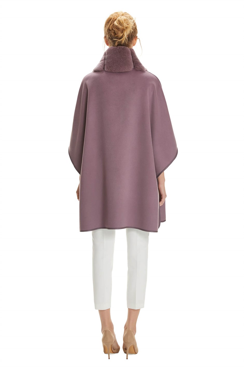 Shaky Women's Textile Cape with Rex trimming K.Lilac