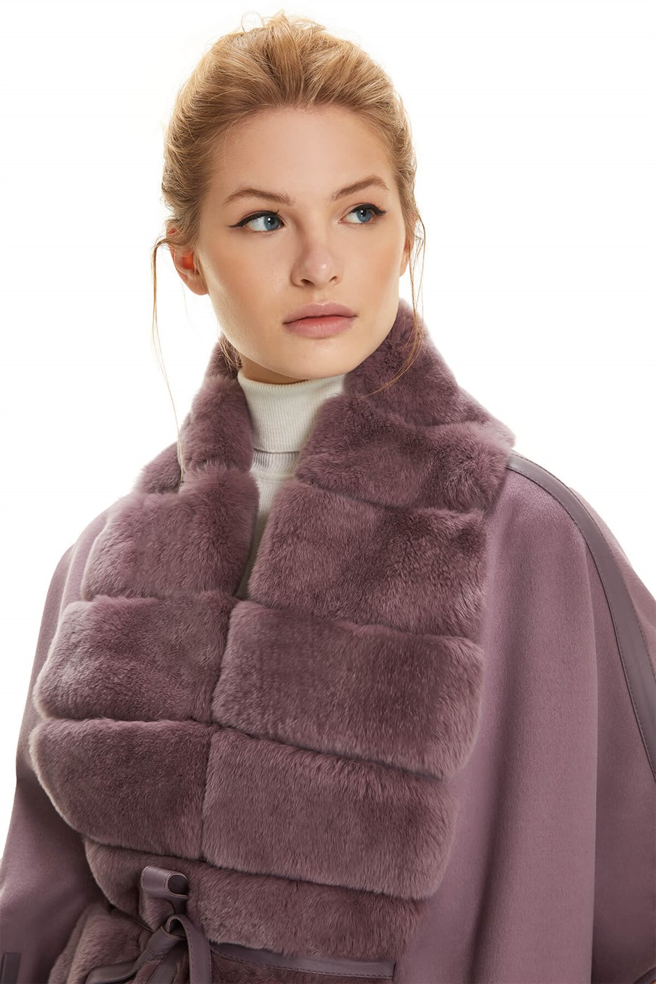 Shaky Women's Textile Cape with Rex trimming K.Lilac