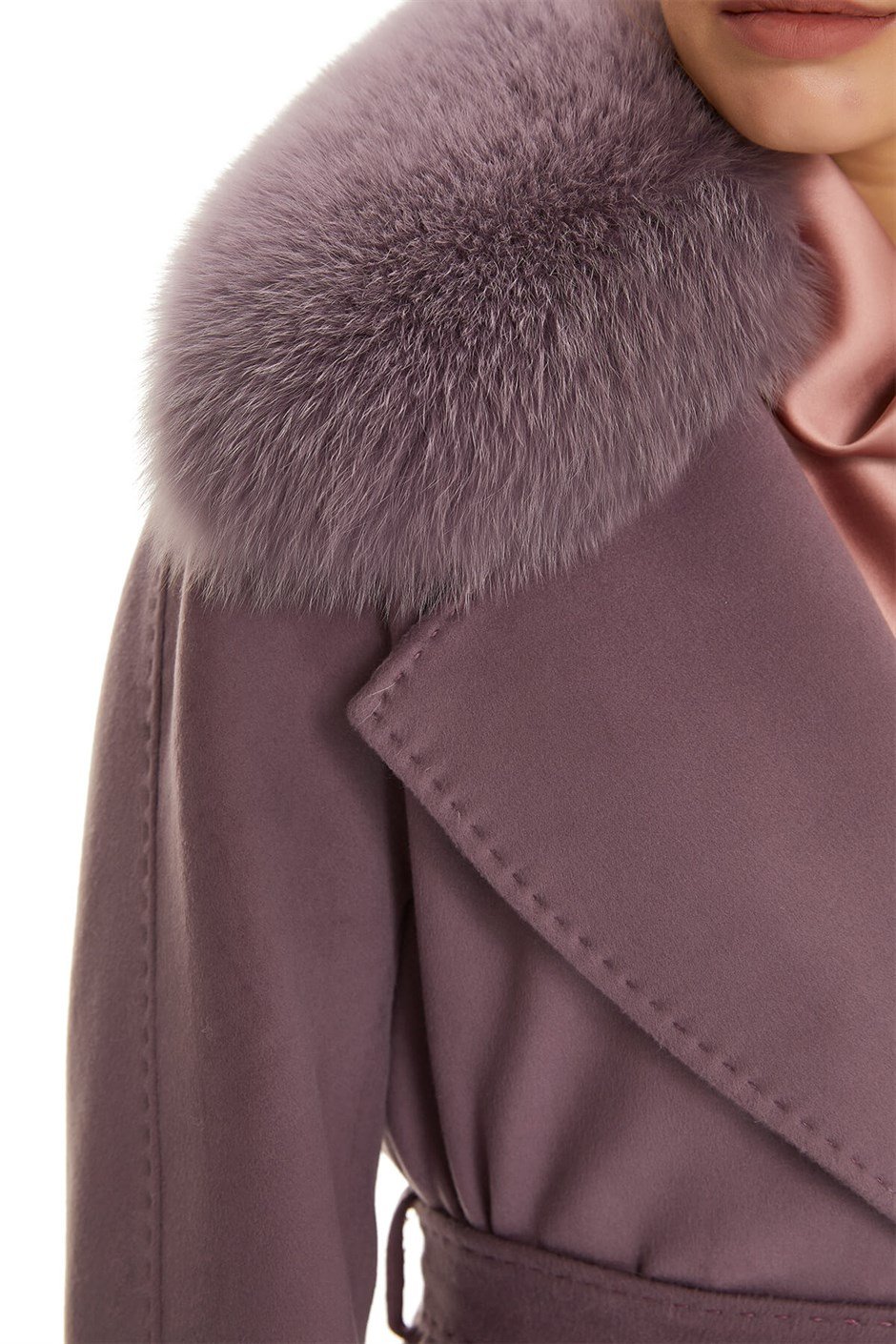 Shaky Women's Textile Coat with Fox trimming K.Lilac