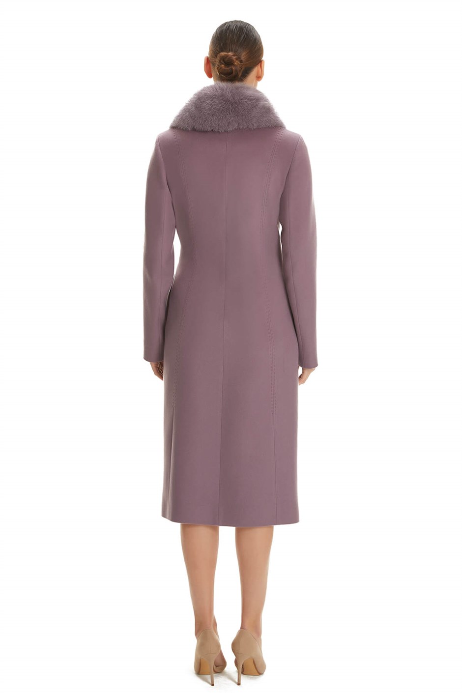 Shaky Women's Textile Coat with Fox trimming K.Lilac