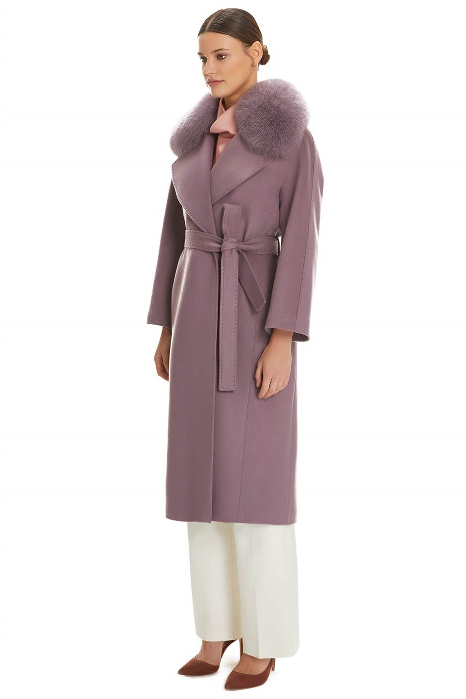 Shaky Women's Textile Coat with Fox trimming K.Lilac