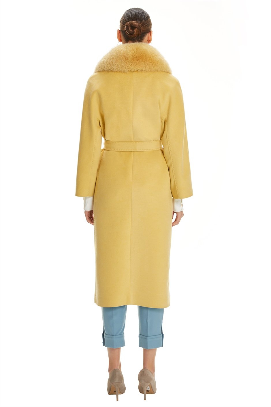 Shaky Women's Textile Coat with Fox trimming