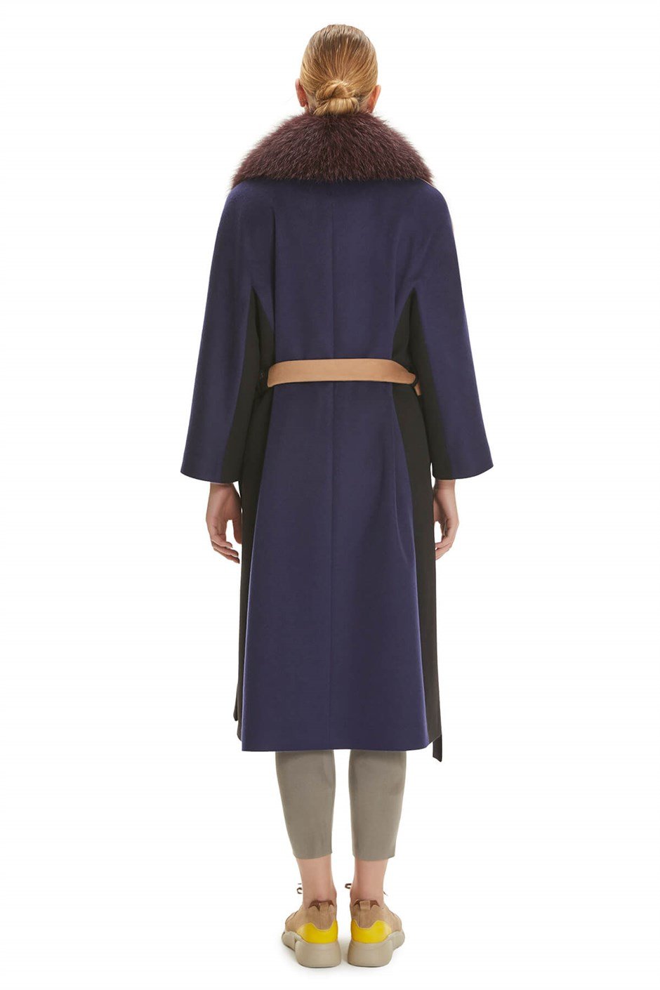 Shaky Women's Textile Coat with Fox trimming Black